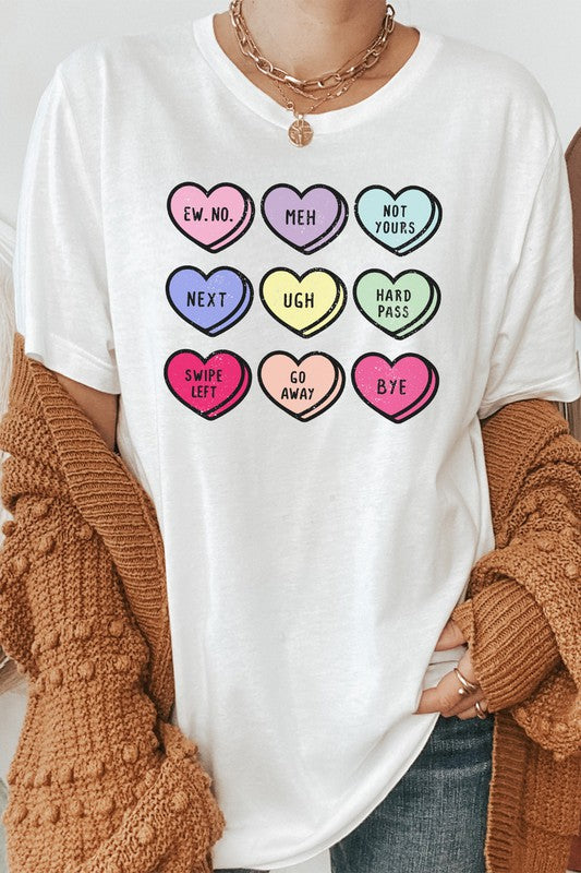 Unimpressed Valentine Heart Candy Graphic Tee T-Shirt