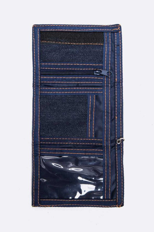 Girl Patch Denim Tri-Fold Wallet