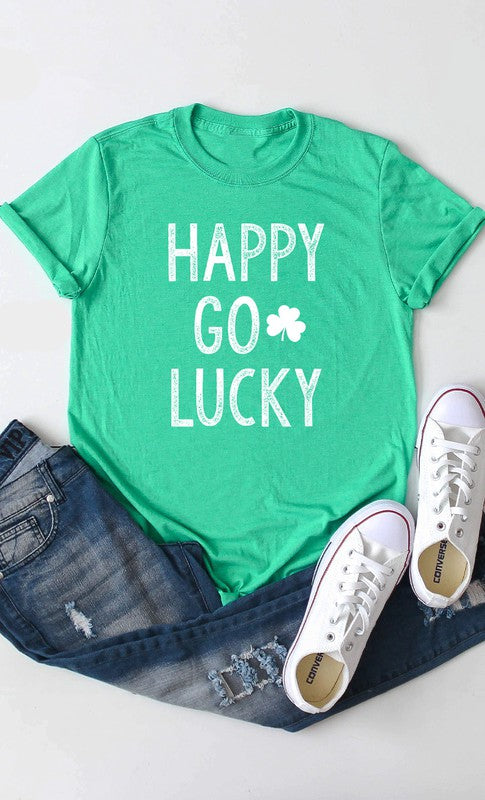 Happy Go Lucky Shamrock Graphic Tee T-Shirt