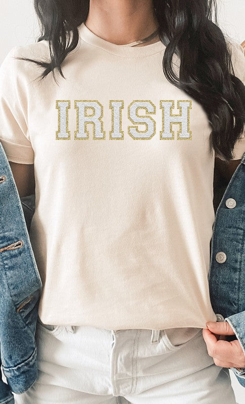 Irish Faux Chenille Letters St Patrick Graphic Tee