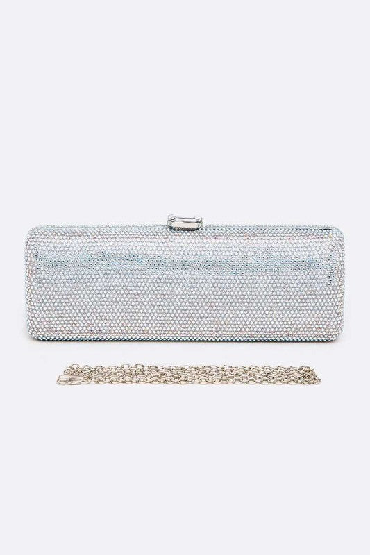 Slim Crystal Pave Box Clutch