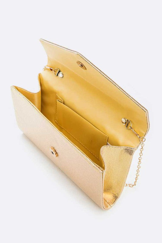 Rhinestone Metallic Evening Clutch Bag