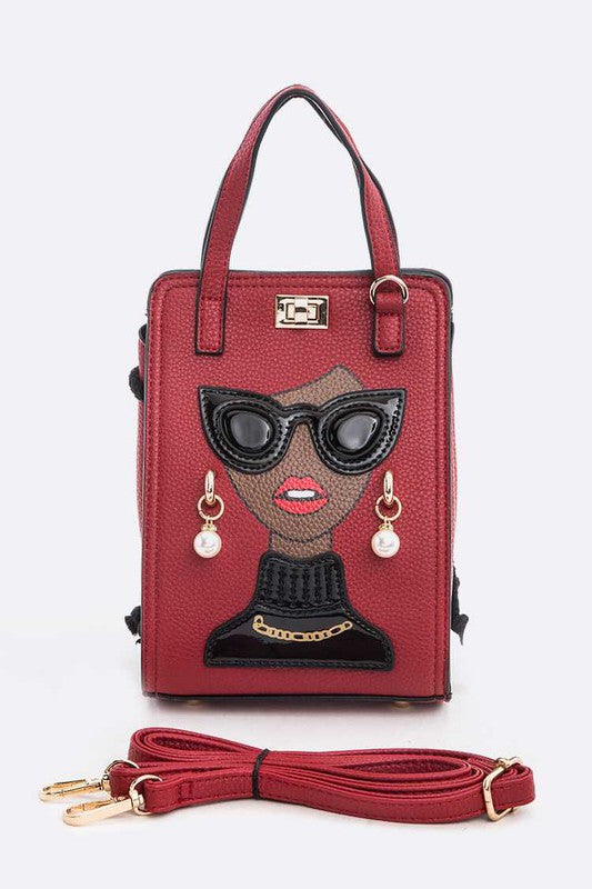 Lady In Glasses Convertible Top Handle Bag