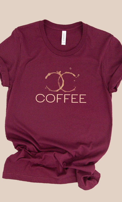 Designer Coffee Stain Coffee PLUS SIZE Graphic Tee T-Shirt