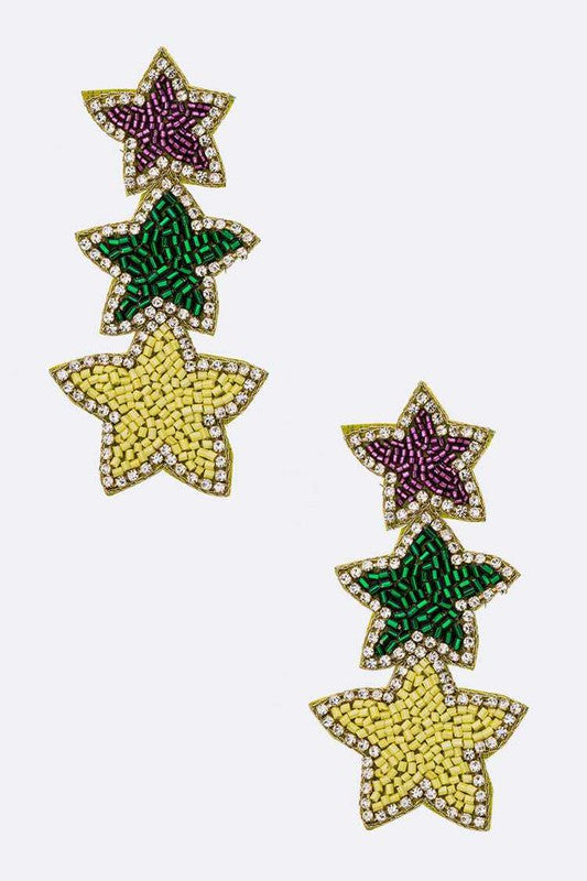 Mardi Gras Color Star Earrings