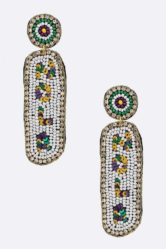 NOLA Beaded Mardi Gras Earrings