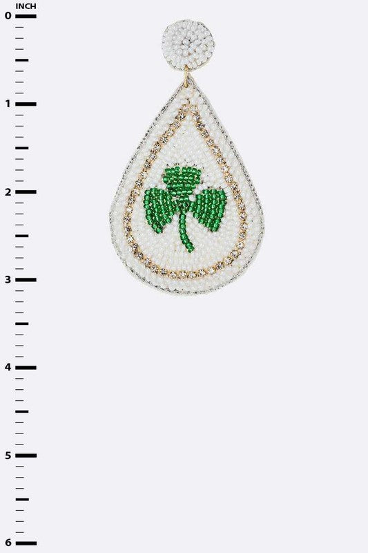 Beaded Clover Saint Patricks Day Earrings