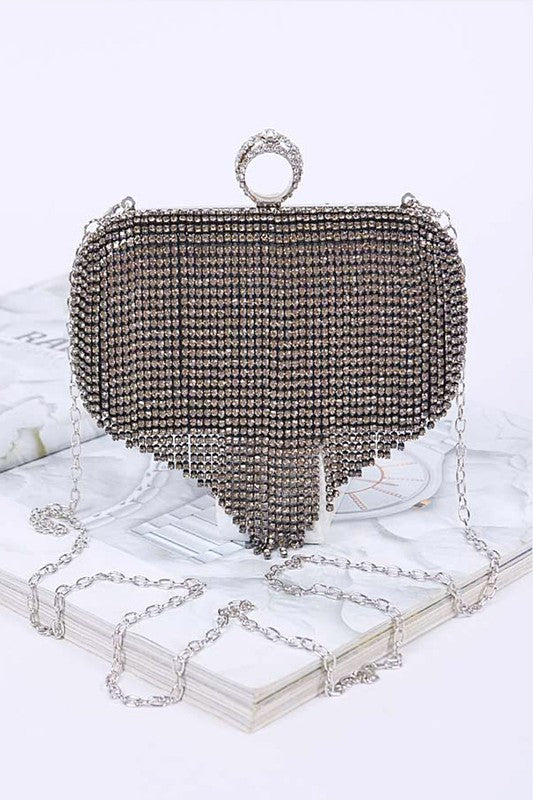 Fringe Rhinestone Convertible Clutch Bag