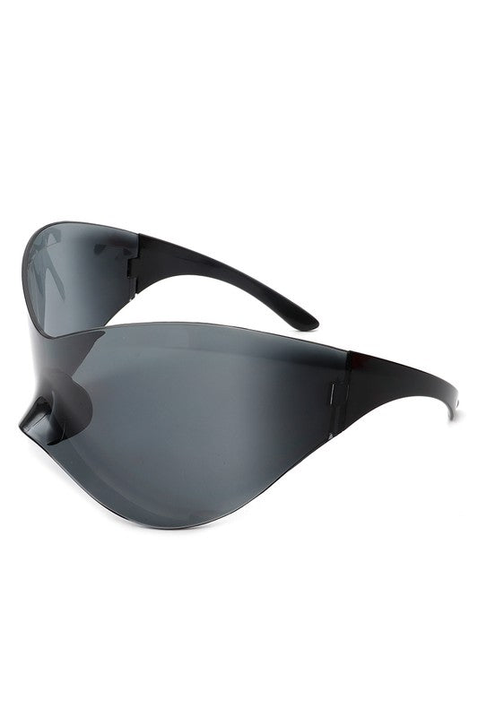 Futuristic Oversized Rimless Wraparound Sunglasses