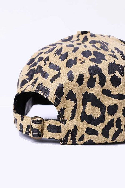 Leopard Printed Faux Suede Soft Cap