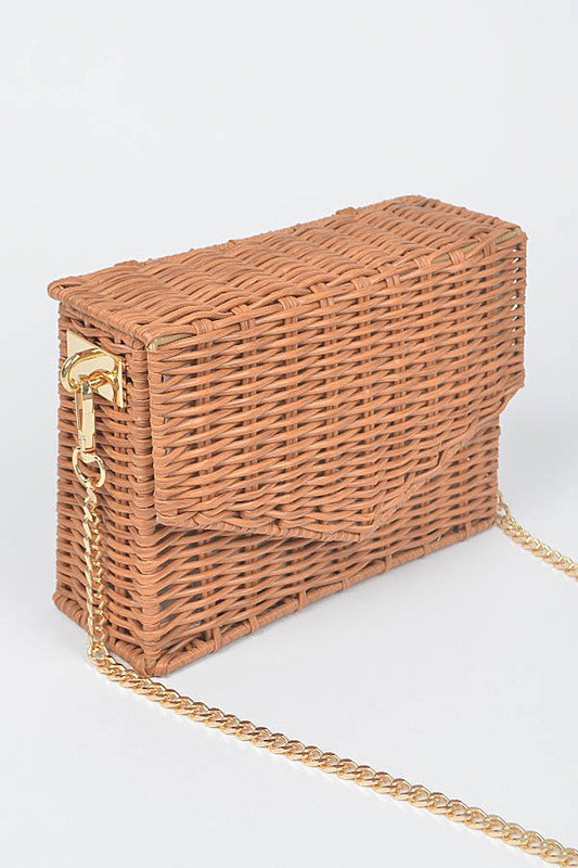 Basket Weaved Box Swing Bag