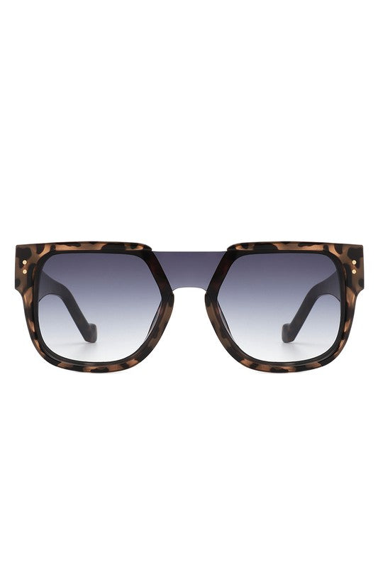 Square Oversize Brow-Bar Chic Fashion Sunglasses