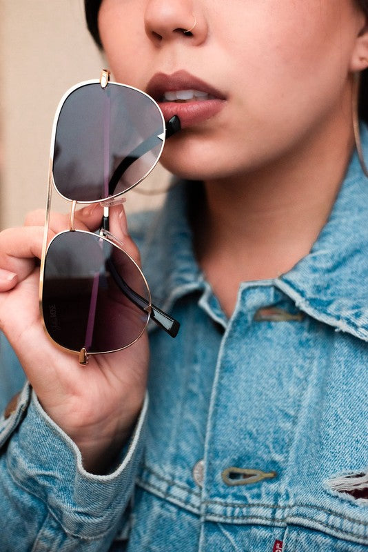 Purple/Gray Gold High Quality Unisex Aviators Sunglasses