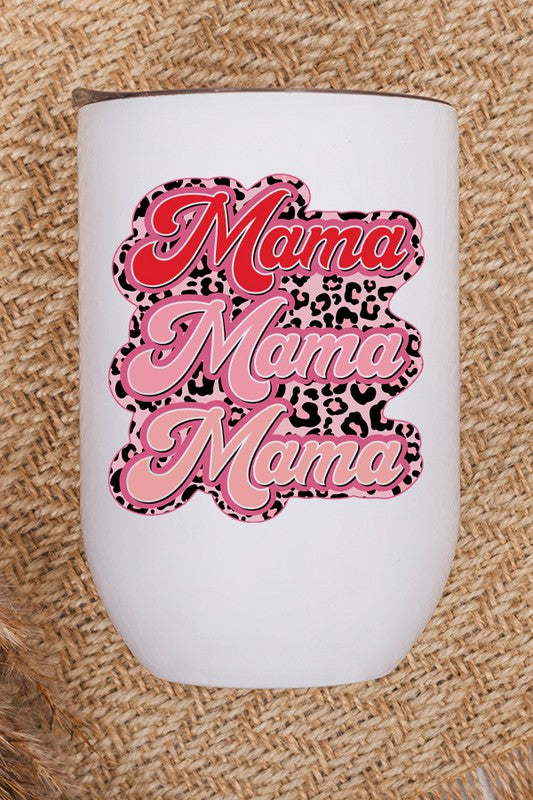 Mother's Day Mama Pink Leopard Stack Wine Tumbler