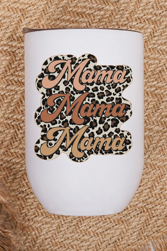 Mother's Day Mama Leopard Brown Wine Tumbler