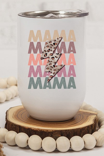 Mama Stack Leopard Bolt Wine Tumbler