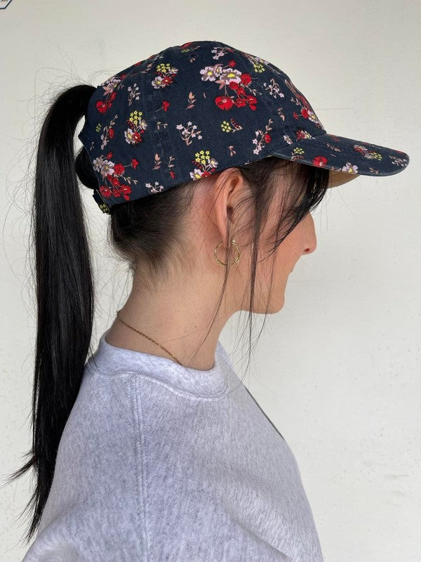 Mama Floral Hidden Pony Hat