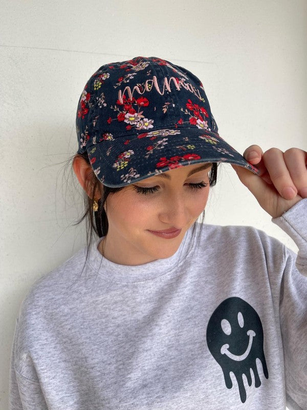 Mama Floral Hidden Pony Hat