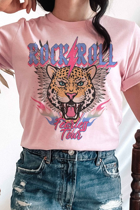 ROCK & ROLL LIGHTNING LEOPARD GRAPHIC T-SHIRT