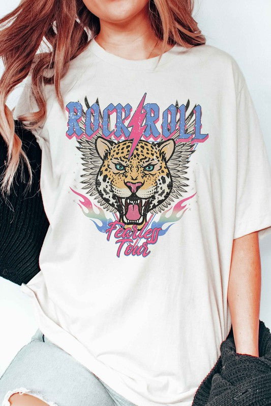 ROCK & ROLL LIGHTNING LEOPARD GRAPHIC T-SHIRT