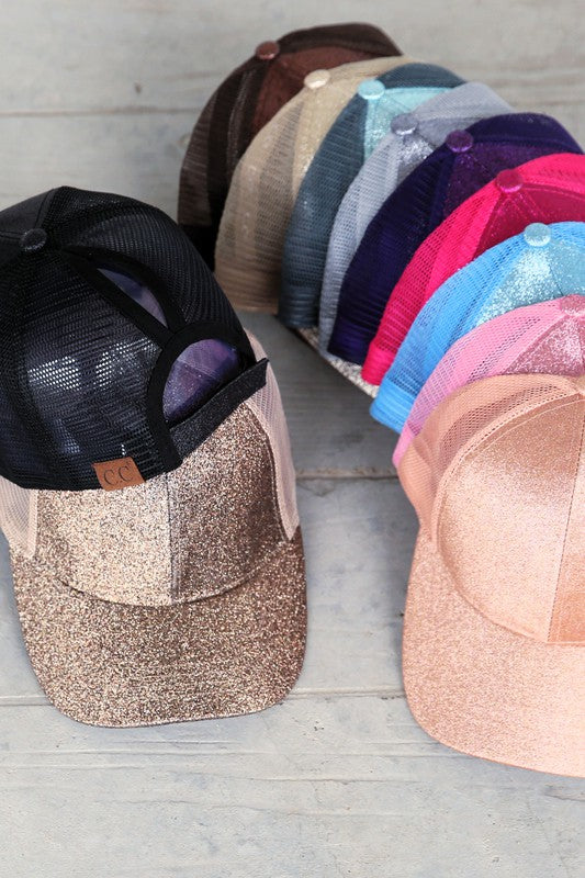 Glitter Trucker Ponytail Cap