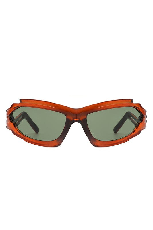 Futuristic Rectangle Wrap Around Sunglasses