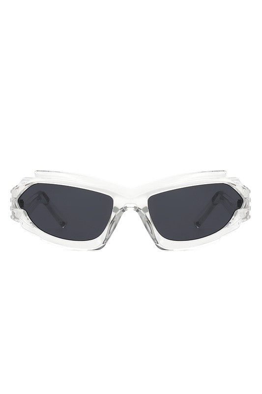 Futuristic Rectangle Wrap Around Sunglasses