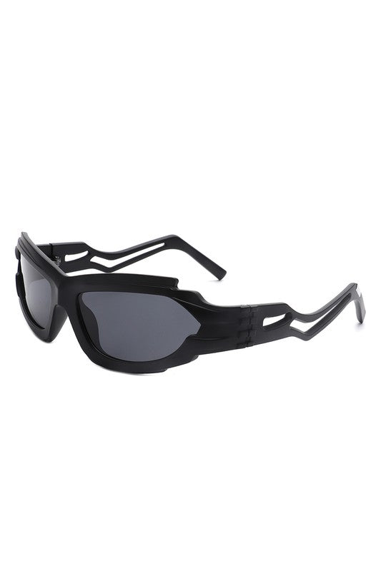 Futuristic Rectangle Wrap Around Sunglasses