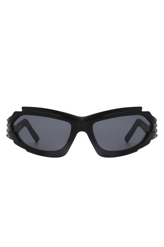 Futuristic Rectangle Wrap Around Sunglasses