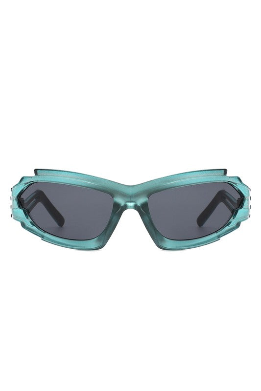 Futuristic Rectangle Wrap Around Sunglasses