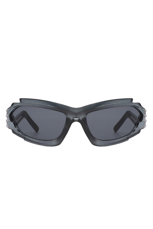 Futuristic Rectangle Wrap Around Sunglasses