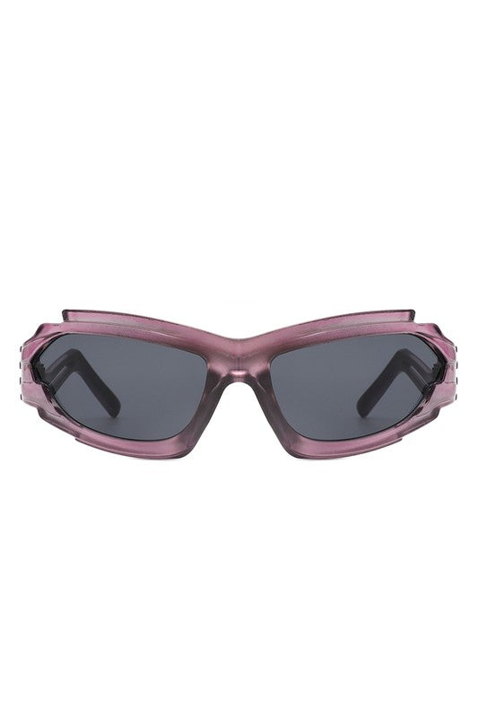 Futuristic Rectangle Wrap Around Sunglasses