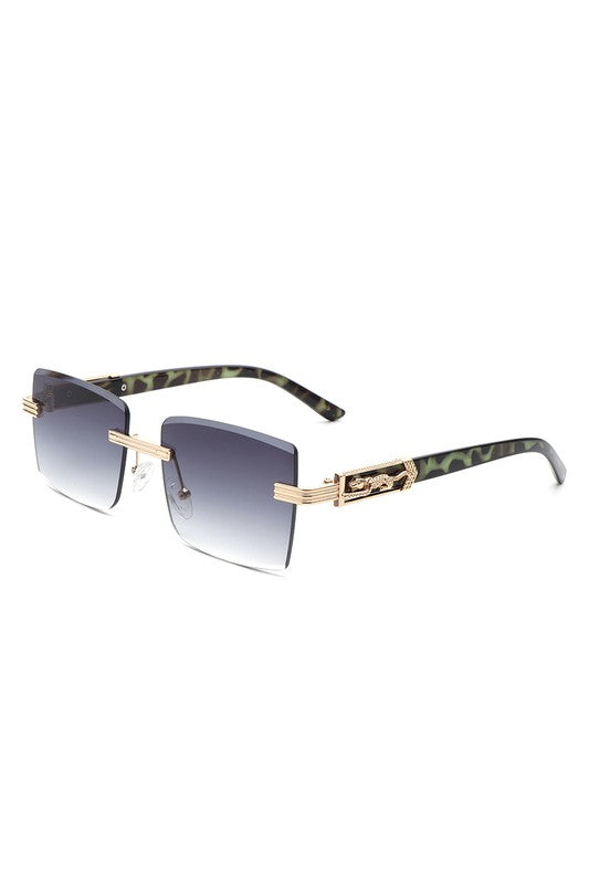 Rimless Square Retro Tinted Fashion Sunglasses