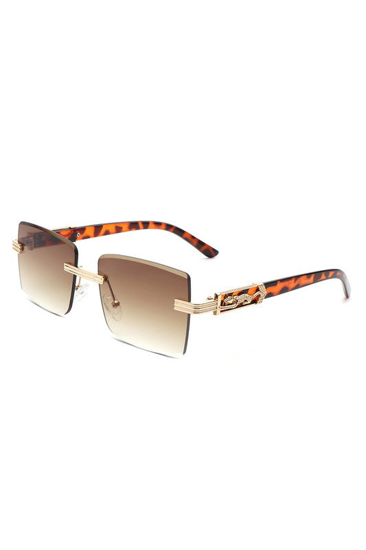 Rimless Square Retro Tinted Fashion Sunglasses