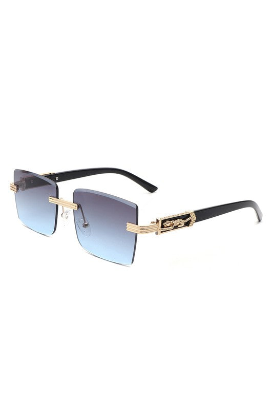 Rimless Square Retro Tinted Fashion Sunglasses