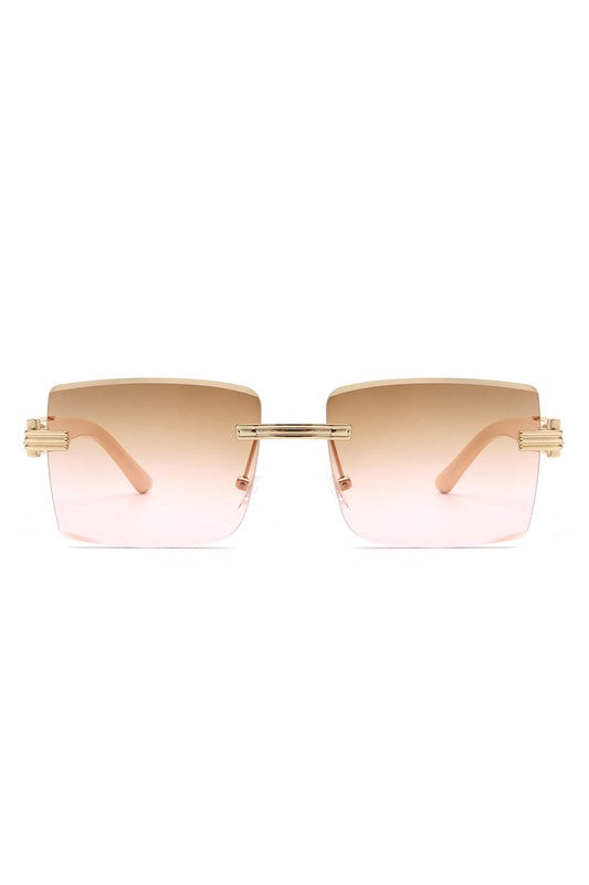 Rimless Square Retro Tinted Fashion Sunglasses