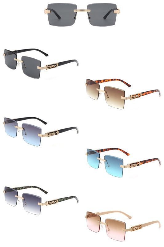 Rimless Square Retro Tinted Fashion Sunglasses