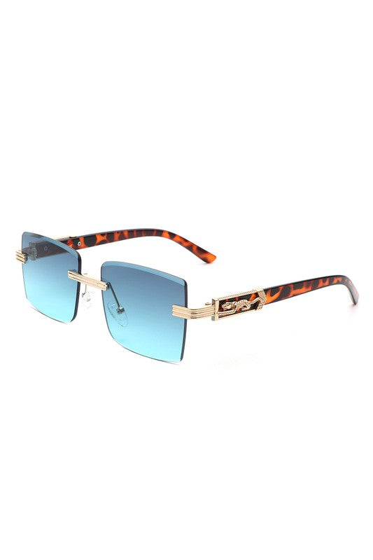 Rimless Square Retro Tinted Fashion Sunglasses