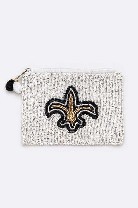 Fleur De Lis Seed Beads Pouch