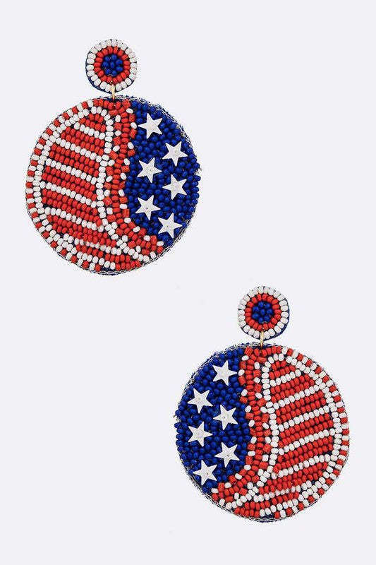 Beaded American Flag Iconic Earrings