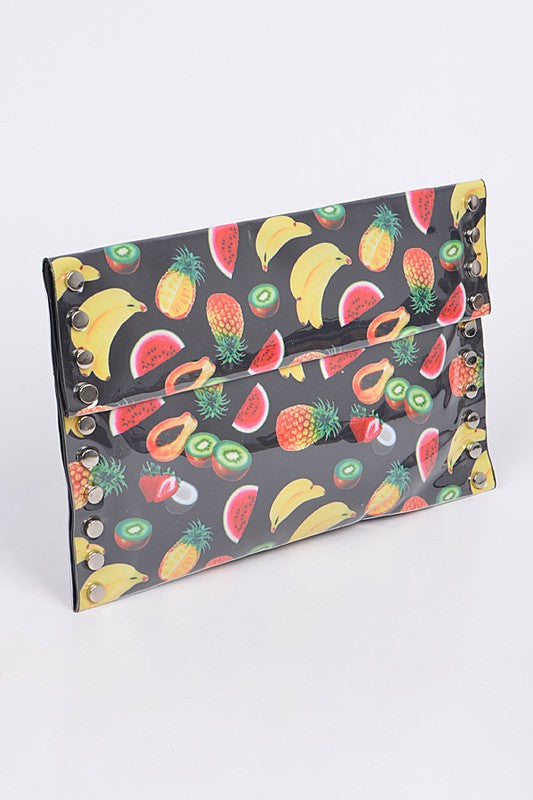 Mix Fruit Print Iconic Envelope Clutch Bag