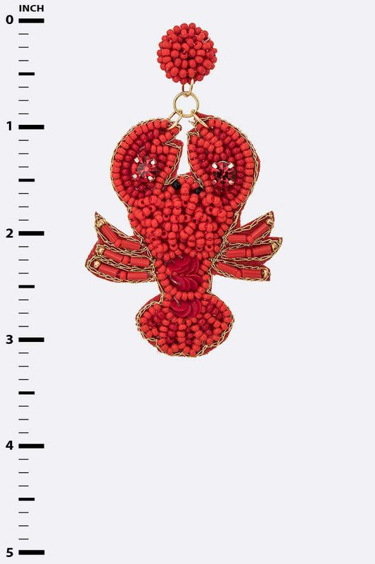 Beaded Crawfish Iconic Earrings