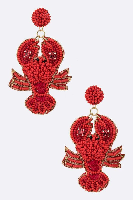 Beaded Crawfish Iconic Earrings