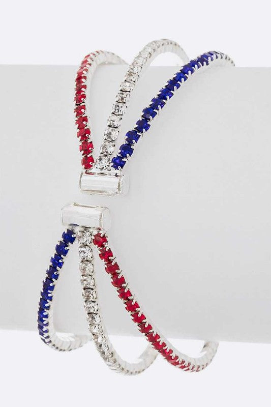 Red White Blue Rhinestone Cuff