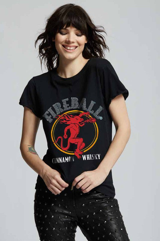 Fireball Rhinestone Graphic Tee T-Shirt