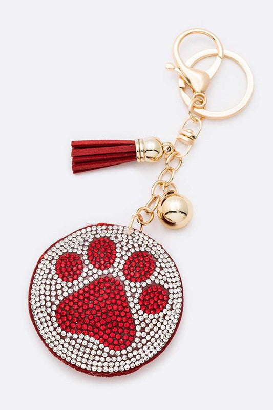 Red Pawl Print Crystal Pillow Key Chain