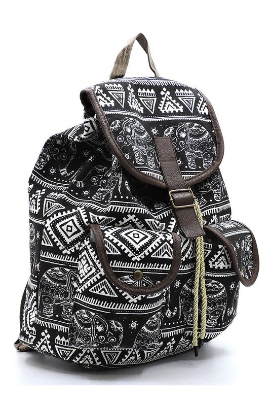 Tribal Printed Canvas Backpack