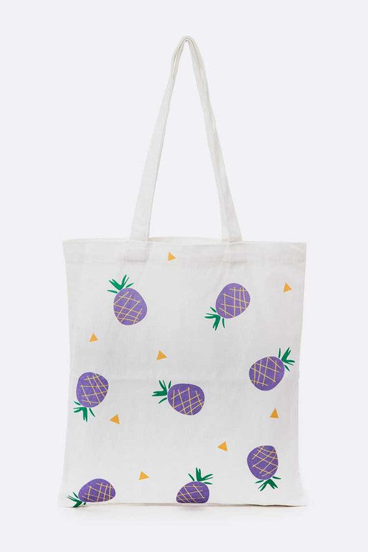 Pineapple Print Cotton Canvas Eco Tote