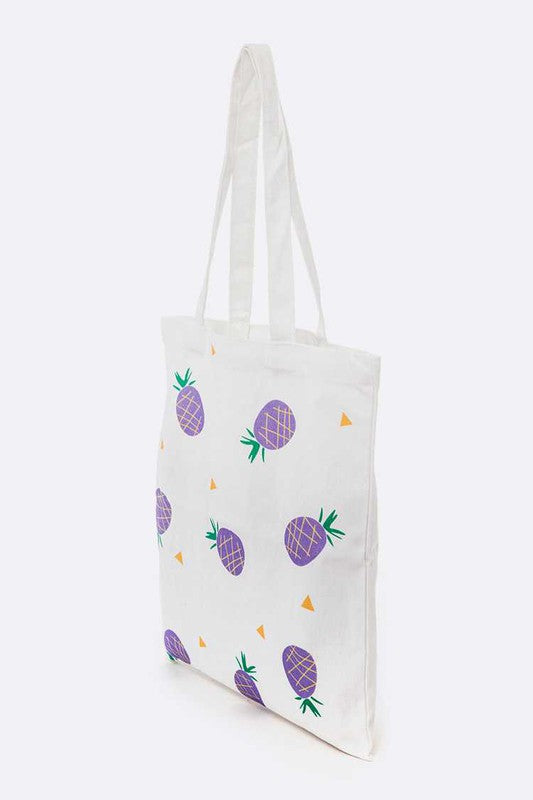 Pineapple Print Cotton Canvas Eco Tote