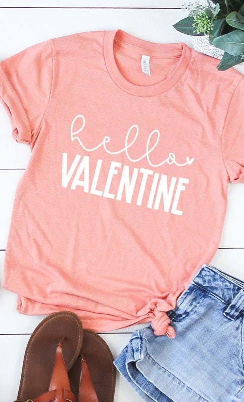 Hello Valentine Graphic Tee T-Shirt PLUS